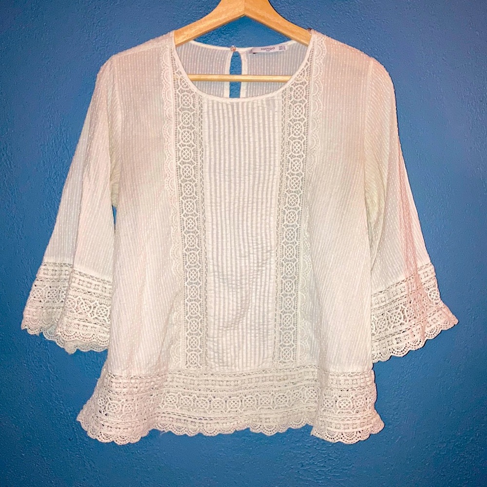 Babydoll Lace Blouse 💛 - MANGO Suit - Size 4